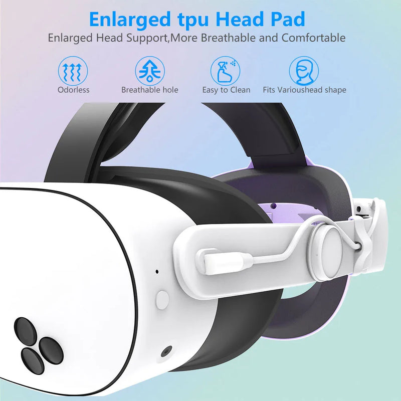Adjustable RGB Head Strap 12000mAh Battery Comfort Head Strap VR Accessorie Strap Alternative Strap for Meta Quest 3S VR Headset